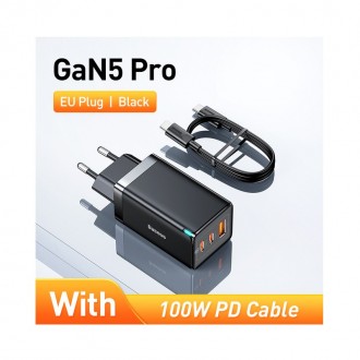 Сетевое зарядное устройство BASEUS GaN5 Pro 65W (CCGAN65E3) - это компактная и в. . фото 2