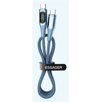 Кабель Essager Fast Charging Digital Display Type-C to Type-C PD100W 5A 200 cм п. . фото 3