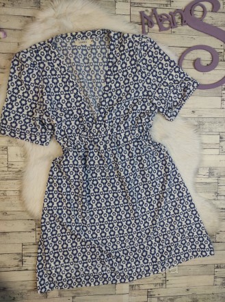 Женское платье Senes белого цвета с голубым цветочным принтом с поясом завышена . . фото 2
