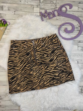 Женская джинсовая юбка Denim принт коричневая зебра 
Состояние: б/у, в идеальном. . фото 2