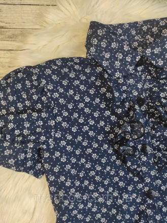 Детская блуза Catherine для девочки синяя с цветочным принтом с рюшами
Состояние. . фото 4