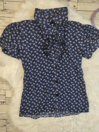 Детская блуза Catherine для девочки синяя с цветочным принтом с рюшами
Состояние. . фото 3