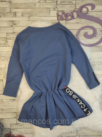 Детское платье для девочки синее с пайетками с заниженной талией 
Состояние: б/у. . фото 5