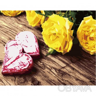 ![CDATA[Набір для розпису по номерах VA-2672 "Жовті троянди", розміром 40х50 см . . фото 1