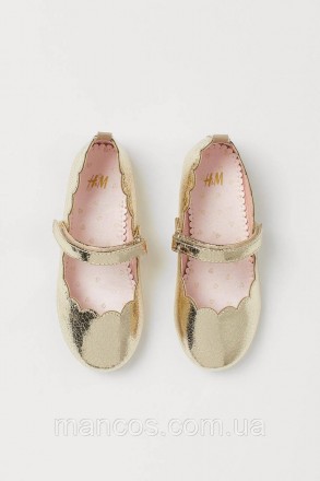 Детские балетки H&M для девочки золотистого цвета туфли на липучке
Состояние: б/. . фото 2