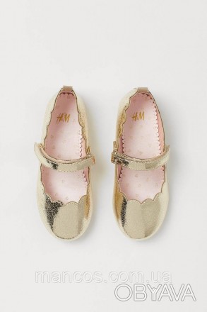 Детские балетки H&M для девочки золотистого цвета туфли на липучке
Состояние: б/. . фото 1