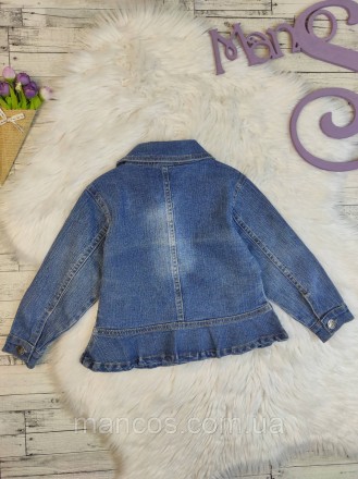 Детский джинсовый пиджак для девочки синий с баской и бисером 
Состояние: б/у, в. . фото 4