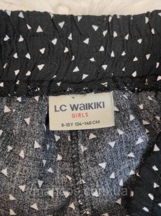 Детские брюки LC Waikiki для девочки чёрные с геометрическим принтом пояс резинк. . фото 8