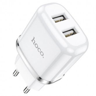 Описание Адаптера сетевого HOCO N4 2USB, 2.4A, белого
Адаптер сетевой HOCO N4 бы. . фото 2