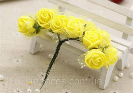 Розы из латекса с фатином Бутоньерка в пучке 12 штук диаметр 2 см Набор из 6 пуч. . фото 5