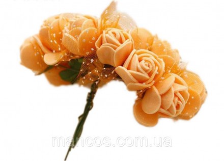 Розы из латекса с фатином Бутоньерка в пучке 12 штук диаметр 2 см Набор из 6 пуч. . фото 4