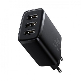 Адаптер сетевой Baseus Compact Charger 3U 3USB 17W EU, черный
Сетевой адаптер Ba. . фото 2