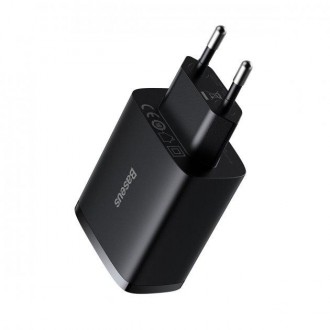 Адаптер сетевой Baseus Compact Charger 3U 3USB 17W EU, черный
Сетевой адаптер Ba. . фото 3