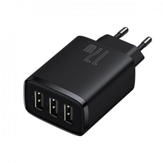 Адаптер сетевой Baseus Compact Charger 3U 3USB 17W EU, черный
Сетевой адаптер Ba. . фото 4