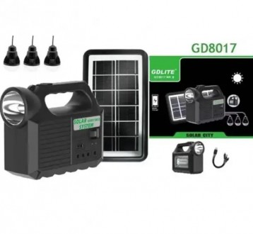 Описание Станции для зарядки портативной GDLITE GD8017 MKII с 3 лампами и солнеч. . фото 6