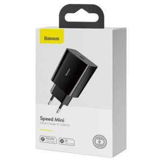 Описание Адаптера сетевого BASEUS CCFS-SN01 Speed Mini USB Type-C 20W, 3A, черно. . фото 9