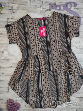 Женская блуза Boohoo коричневая с орнаментом с баской сзади удлинённая
Состояние. . фото 1