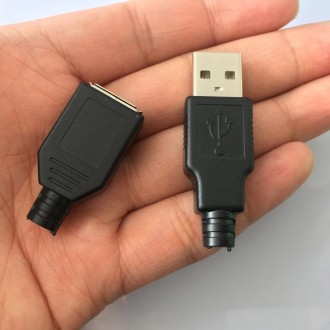 Пара разборных 4-х контактных разъемов USB Тип A DIY для подключения к повербанк. . фото 2