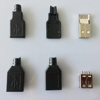 Пара разборных 4-х контактных разъемов USB Тип A DIY для подключения к повербанк. . фото 4