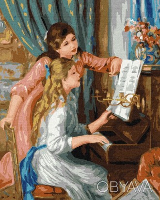 Набор для росписи номеров. "Две девушки за фортепиано" 40х50см КНО2664 КНО2664 i. . фото 1