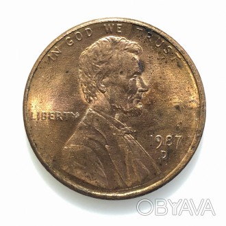 #454 США 1 цент 1987 Лінкольн Цент (Мітка