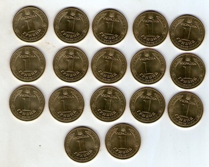 Украина 1 гривна 17 монет ГЕТЬМАНЫ пленка с рисунком нанесена на монете 1 грн.. . фото 3