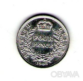 Британська Гайяна 4 пенси 1942 рік Георг VI срібло. . фото 1
