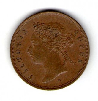 Стрейт Сетлментс 1 цент 1872 год Виктория. . фото 2