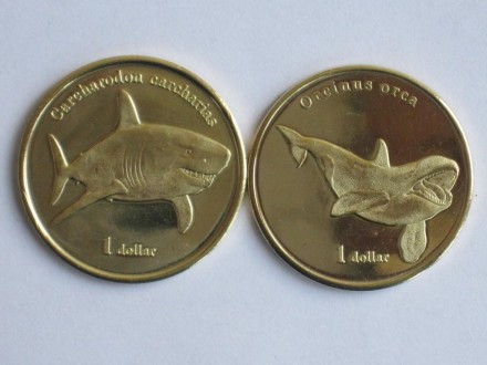 Моорея 1 долар 2019 АКУЛА + КАСАТКА 2 монети. . фото 2
