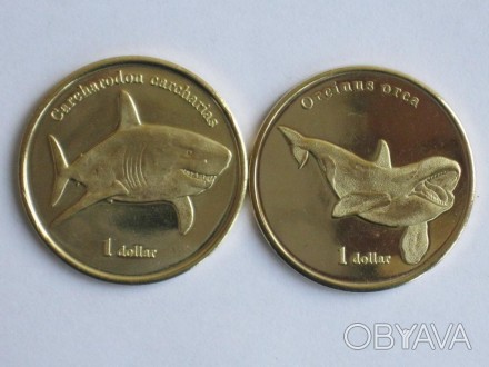 Моорея 1 долар 2019 АКУЛА + КАСАТКА 2 монети. . фото 1