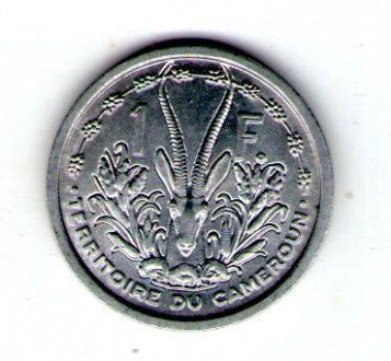 Французький Камерун 1 франк 1948 рік алюміній. . фото 2