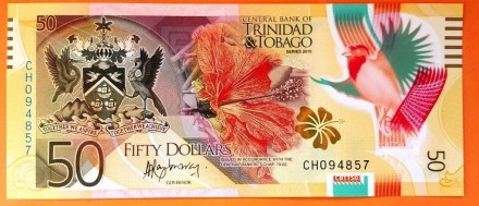 Тринидад и Тобаго 50 долларов 2015 год пластик UNC. . фото 3