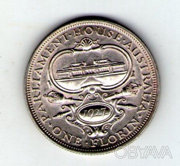Австралия 1 флорин 1927 Георг V серебро. . фото 1