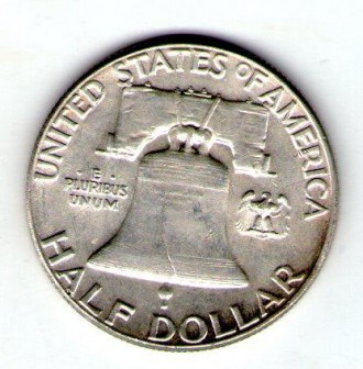 США 1/2 доллара 1962 серебро юбилейная КОЛОКОЛ №166. . фото 3