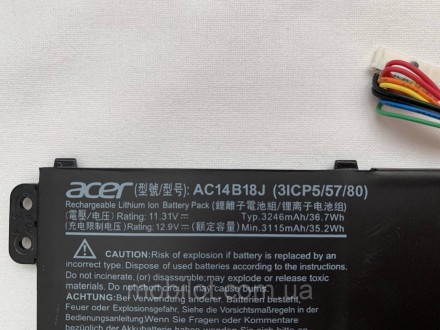 Оригинальная аккумуляторная батарея Acer A315-53 к ноутбуку с износом 70%, прове. . фото 5