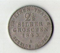 Німеччина королівство Пруссія 2 срібних гроша (12 частина талера)1843 рік Фрідрі. . фото 3