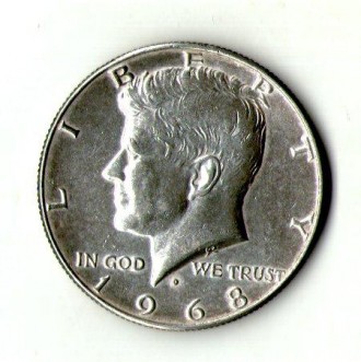 США пол доллара 1968 год серебро 11.5 грамм состояние UNS №163. . фото 2