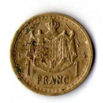 Монако 1 франк 1945 год принц Луи II №1176. . фото 3