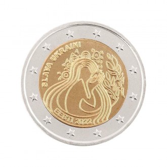 Монета випущена національним банком Естонії на знак підтримки України.
На монеті. . фото 4