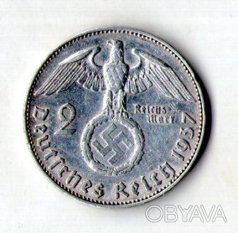 Германия - Третий рейх Нацистская Германия 2 рейхсмарки, 1937 год серебро 8 гр. . . фото 1