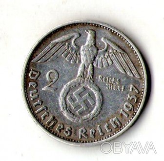 Германия - Третий рейх Нацистская Германия 2 рейхсмарки, 1937 год серебро 8 гр. . . фото 1