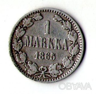 Росія для Фінляндії 1 марка 1865 рік Олександр II срібло No1069. . фото 1
