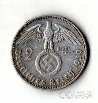 Германия - Третий рейх Нацистская Германия 2 рейхсмарки, 1939 год серебро 8 гр. . . фото 1