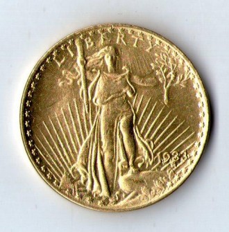 США 20 доларів, 1933 рік копія рідкісної золотої монети. . фото 3