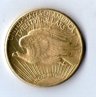 США 20 доларів, 1933 рік копія рідкісної золотої монети. . фото 2