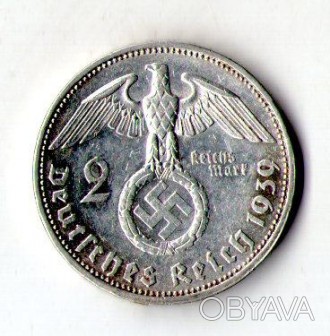 Німеччина — Третій рейх Нацистська Німеччина 2 рейхсмарки, 1939 рік срібло 8 гр.. . фото 1