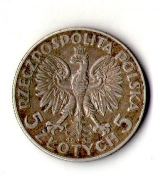 Друга Республіка польща 5 злотих, 1933 рік срібло 11 гр. Королева Ядвіга №758. . фото 3