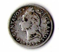 Домініканська Республіка 10 центаво 1952 рік срібло №857. . фото 2