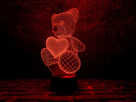 
 
3D ночник "Мишка с сердцем" (УВЕЛИЧЕННОЕ ИЗОБРАЖЕНИЕ) подарочная упаковка + 1. . фото 3