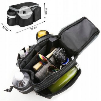  Велосипедная сумка на багажник Wozinsky WBB3BK 6L Черная Изготовлена из высокок. . фото 6